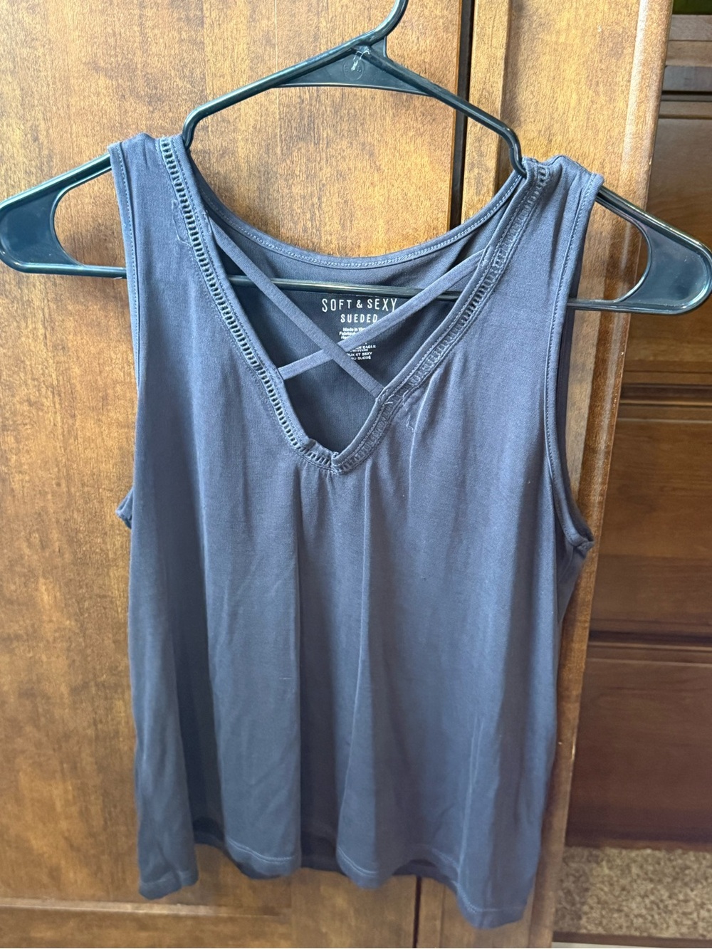 American Eagle Outfitters Charcoal Crisscross V-Neck Tank